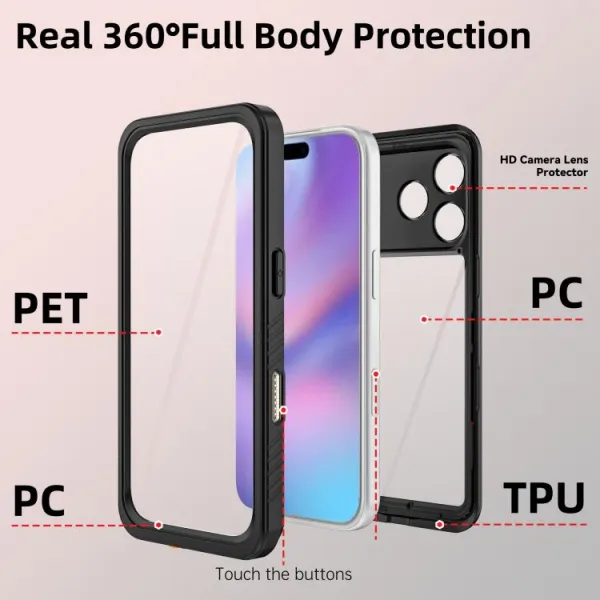 SOLID IP68 Obojstranný kryt pre Apple iPhone 17 Pro čierny