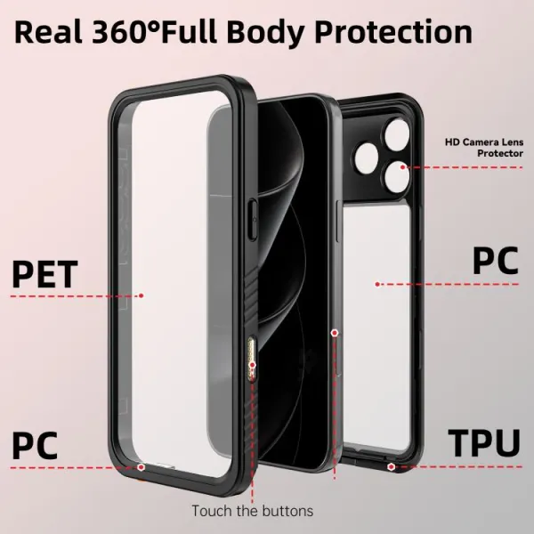 SOLID IP68 Obojstranný kryt pre Apple iPhone 17 Pro Max čierny