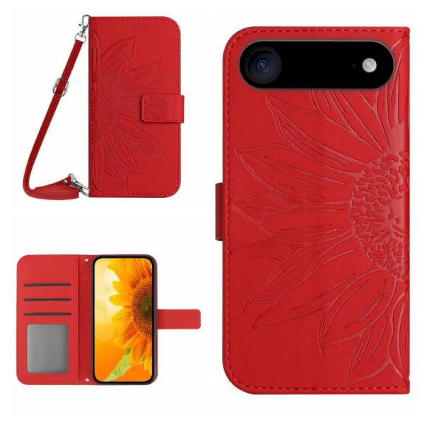 ART SUNFLOWER Peňaženkový obal so šnúrkou pre Apple iPhone Air červený