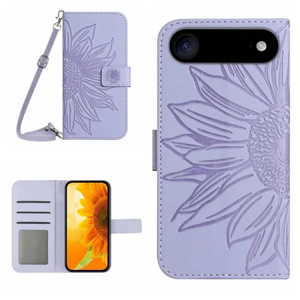 ART SUNFLOWER Peňaženkový obal so šnúrkou pre Apple iPhone Air fialový