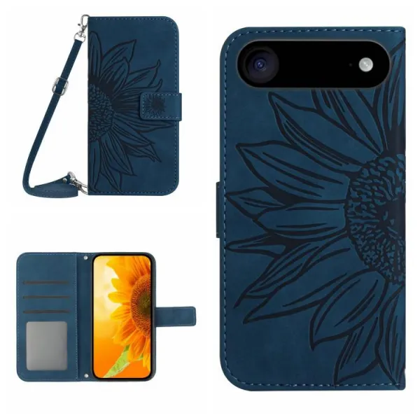 ART SUNFLOWER Peňaženkový obal so šnúrkou pre Apple iPhone Air modrý