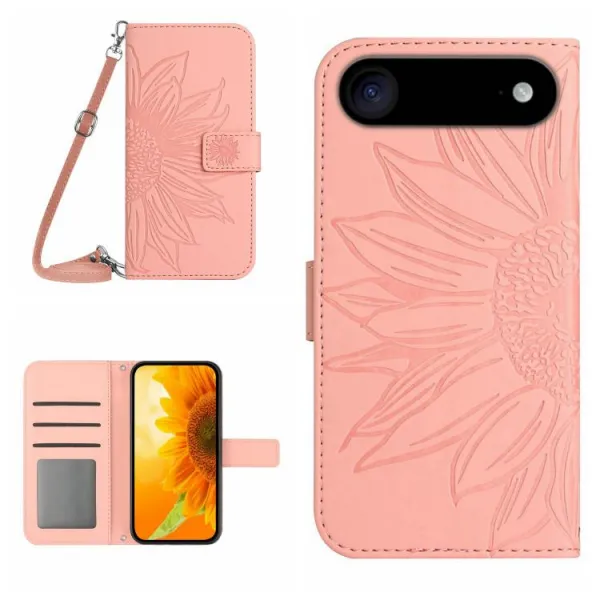 ART SUNFLOWER Peňaženkový obal so šnúrkou pre Apple iPhone Air ružový