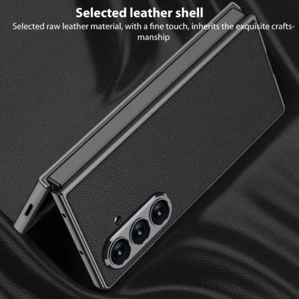 GKK LEATHER Kryt so sklom pre Samsung Galaxy Z Fold7 5G GREY-RED