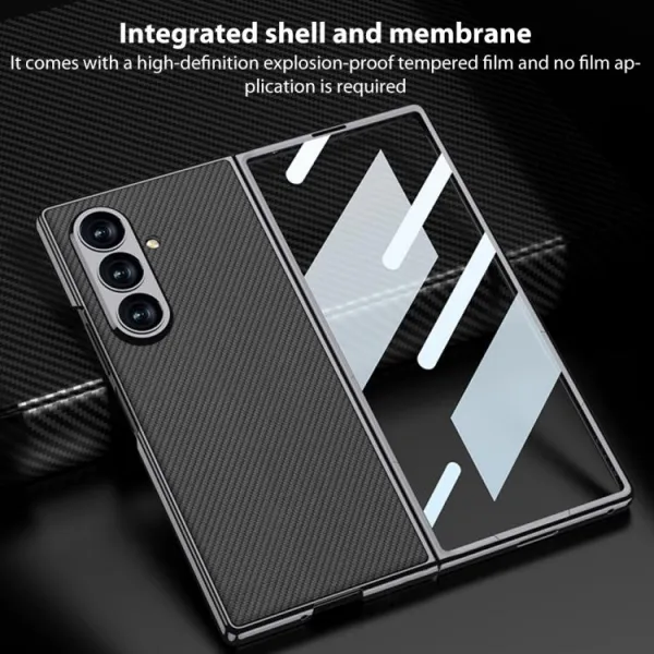 GKK LEATHER Kryt so sklom pre Samsung Galaxy Z Fold7 5G GREY-RED
