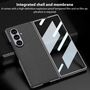GKK LEATHER Kryt so sklom pre Samsung Galaxy Z Fold7 5G GREY-RED
