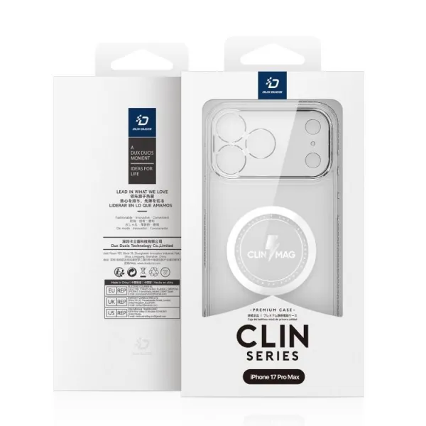 DUX CLIN MAG Ochranný kryt s MagSafe pre Apple iPhone 17 Pro Max priehľadný