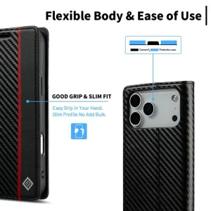 IMEEKE CARBON Peňaženkový obal pre Apple iPhone 17 Pro Max