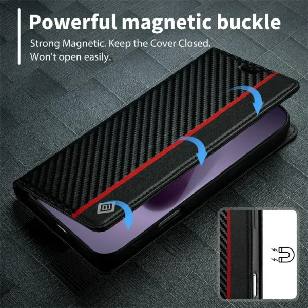 IMEEKE CARBON Peňaženkový obal pre Apple iPhone 17 Pro Max