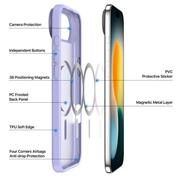 DUX YIND Ochranný obal s MagSafe pre Apple iPhone Air fialový