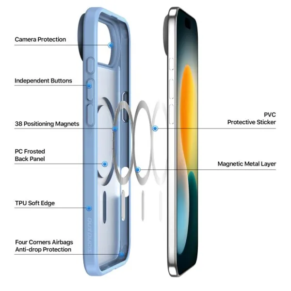 DUX YIND Ochranný obal s MagSafe pre Apple iPhone Air modrý