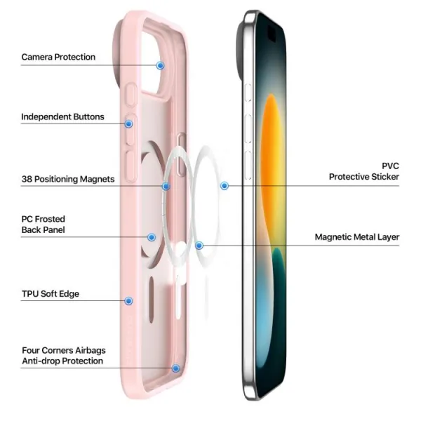 DUX YIND Ochranný obal s MagSafe pre Apple iPhone Air ružový