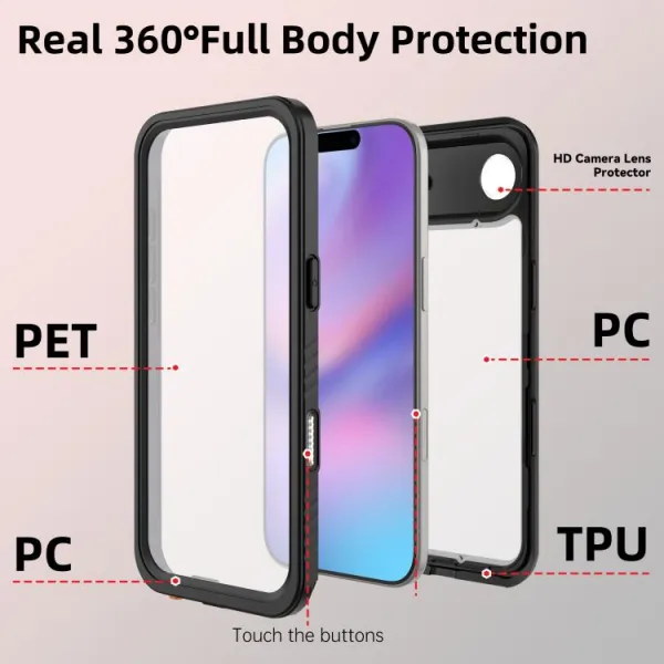 SOLID IP68 Obojstranný kryt pre Apple iPhone Air čierny