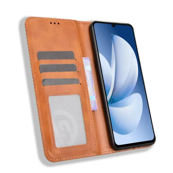 BUSINESS Peňaženkový kryt pre Realme Note 70T hnedý