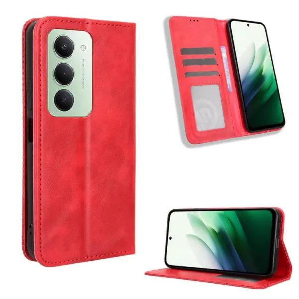 BUSINESS Peňaženkový kryt pre Xiaomi Redmi 15 / Redmi 15 5G červený