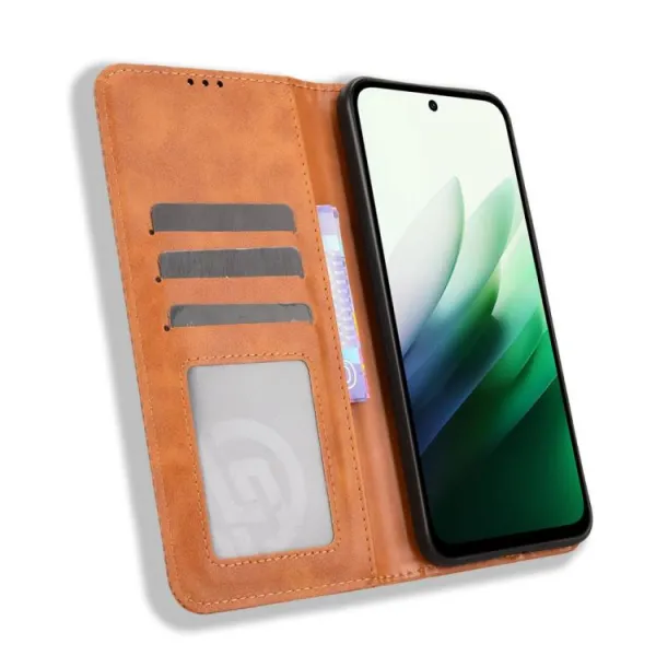 BUSINESS Peňaženkový kryt pre Xiaomi Redmi 15 / Redmi 15 5G hnedý