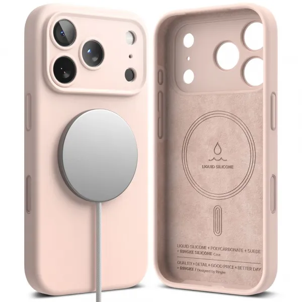 RINGKE SILICONE MAGSAFE Ochranný kryt Apple iPhone 17 Pro Max PINK SAND