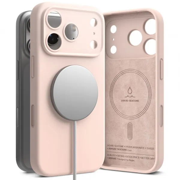 RINGKE SILICONE MAGSAFE Ochranný kryt Apple iPhone 17 Pro Max PINK SAND