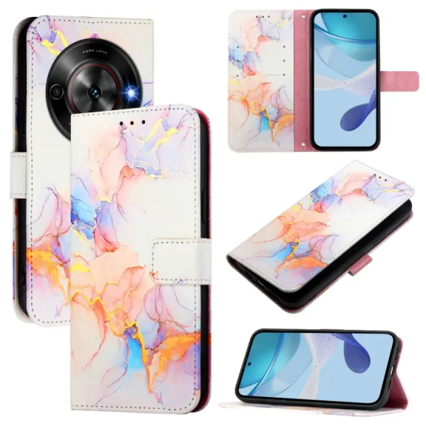 ART MARBLE Peňaženkový kryt pre ZTE Blade A75 5G / Nubia Focus 5G WHITE ORANGE