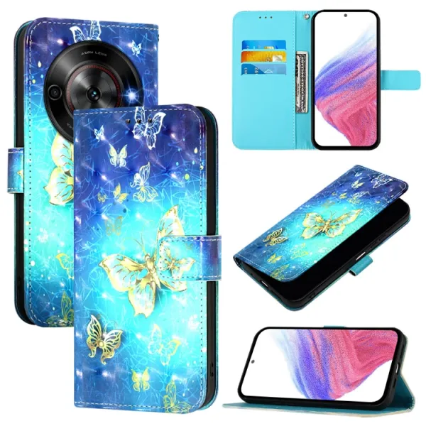 ART Peňaženkový kryt pre ZTE Blade A75 5G / Nubia Focus 5G GOLDEN BUTTERFLY
