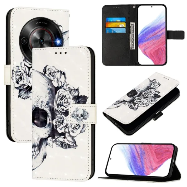 ART Peňaženkový kryt pre ZTE Blade A75 5G / Nubia Focus 5G SKULL