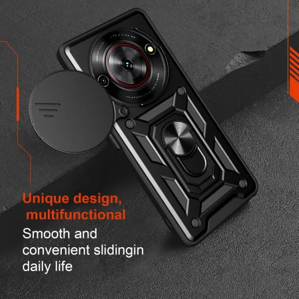 RING CAMERA Kryt s držiakom pre ZTE Blade A75 5G / Nubia Focus 5G strieborný