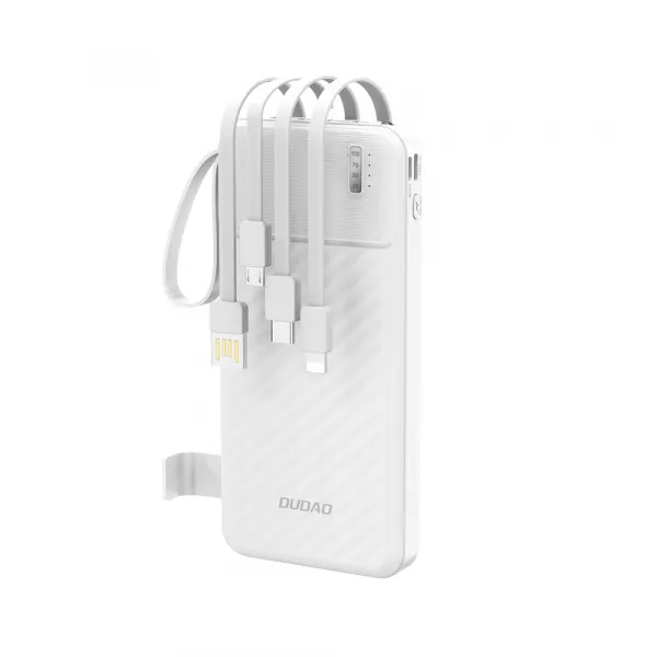 DUDAO K11 10000 mAh Externá nabíjačka s káblami biela