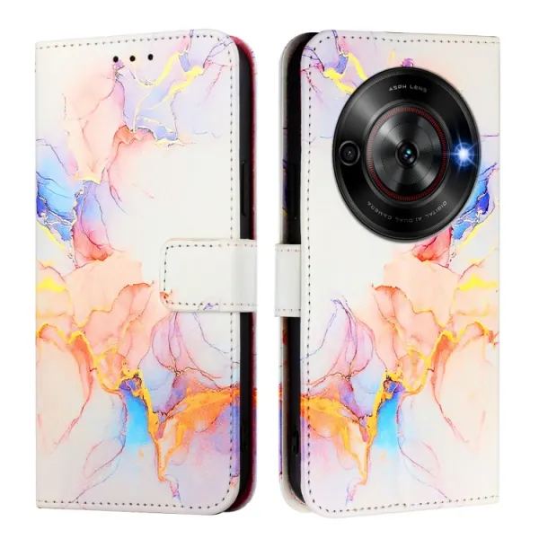 ART MARBLE Peňaženkový kryt pre ZTE Blade A75 5G / Nubia Focus 5G WHITE ORANGE