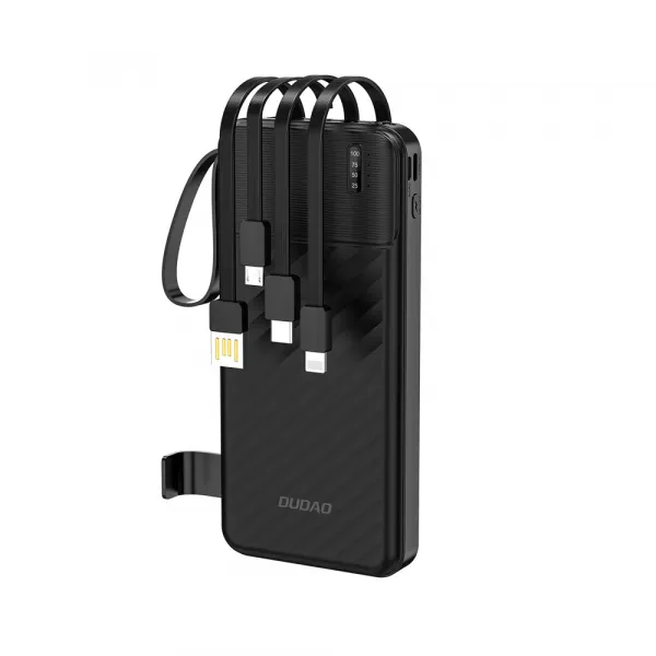 Dudao K11 Power Bank 10000mAh + kábel USB / USB-C / Lightning / Micro USB 10W, čierny