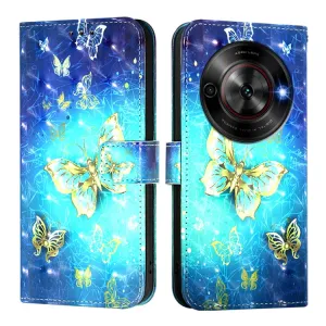 ART Peňaženkový kryt pre ZTE Blade A75 5G / Nubia Focus 5G GOLDEN BUTTERFLY