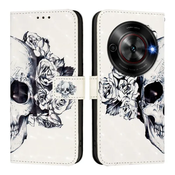 ART Peňaženkový kryt pre ZTE Blade A75 5G / Nubia Focus 5G SKULL