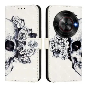 ART Peňaženkový kryt pre ZTE Blade A75 5G / Nubia Focus 5G SKULL