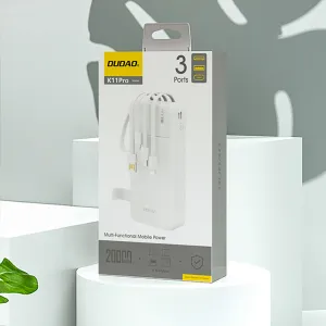 DUDAO K11 Pro 20000 mAh Externá nabíjačka s káblami biela