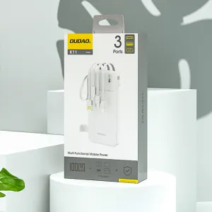 DUDAO K11 10000 mAh Externá nabíjačka s káblami biela