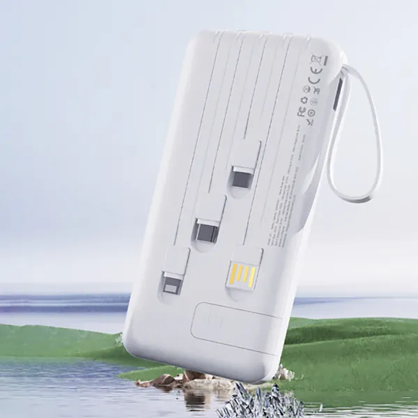 DUDAO K11 10000 mAh Externá nabíjačka s káblami biela
