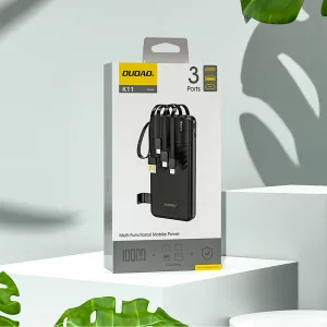 Dudao K11 Power Bank 10000mAh + kábel USB / USB-C / Lightning / Micro USB 10W, čierny