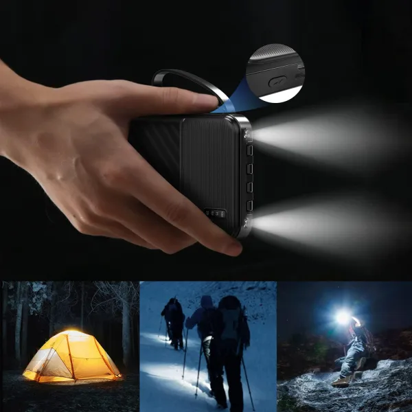 Dudao K11 Power Bank 10000mAh + kábel USB / USB-C / Lightning / Micro USB 10W, čierny