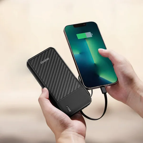 Dudao K11 Power Bank 10000mAh + kábel USB / USB-C / Lightning / Micro USB 10W, čierny