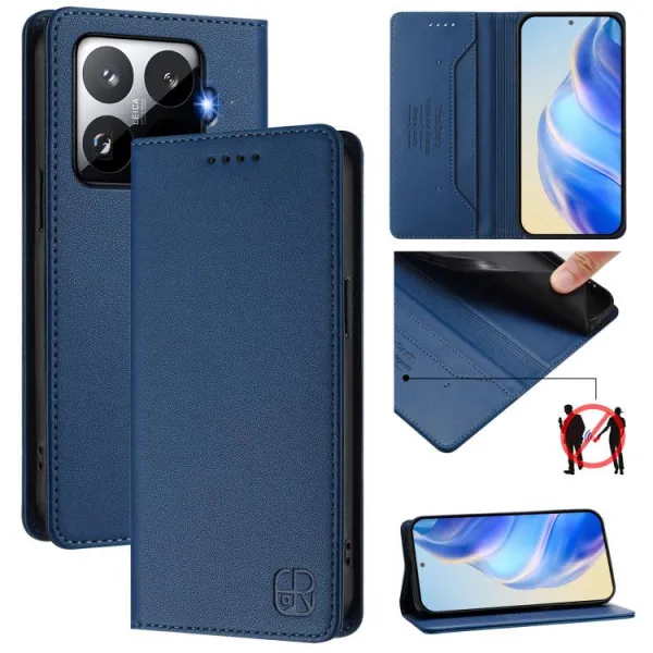 RINA Zaklápacie puzdro pre Xiaomi 15T Pro tmavomodré