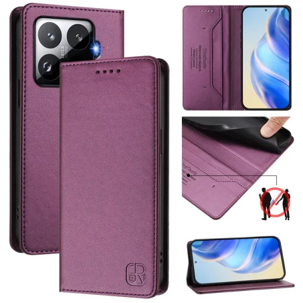 RINA Zaklápacie puzdro pre Xiaomi 15T Pro tmavofialové
