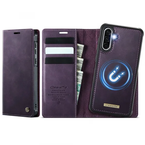 CASEME C49 Peňaženkový kryt 2v1 pre Samsung Galaxy A56 fialový