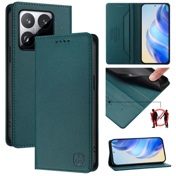 RINA Zaklápacie puzdro pre Xiaomi 15T tmavozelené