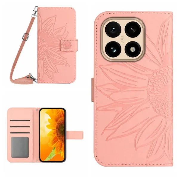 ART SUNFLOWER Peňaženkový kryt so šnúrkou pre Xiaomi 15T ružový