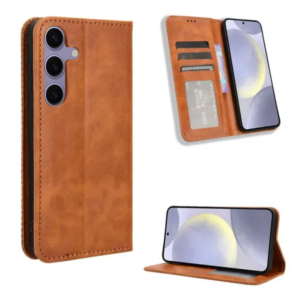 BUSINESS Peňaženkové puzdro pre Samsung Galaxy S25 FE hnedé
