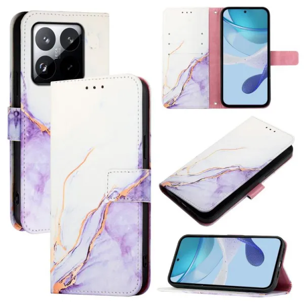 ART MARBLE Peňaženkový kryt pre Xiaomi 15T WHITE PURPLE