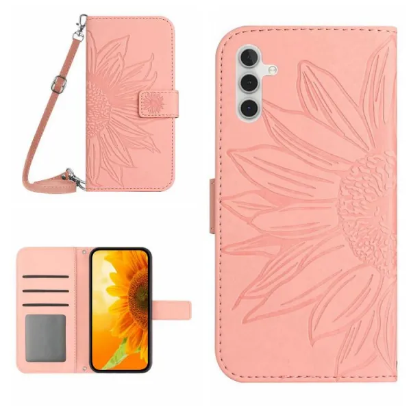 ART SUNFLOWER Peňaženkový kryt so šnúrkou pre Samsung Galaxy S25 FE ružový