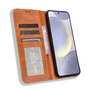 BUSINESS Peňaženkové puzdro pre Samsung Galaxy S25 FE hnedé