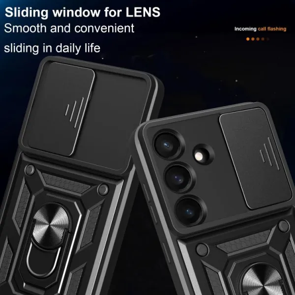 RING CAMERA Kryt s držiakom pre Samsung Galaxy S25 FE zlatý