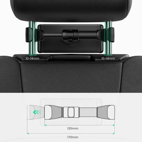 UGREEN Držiak na opierku hlavy na tablet / mobil do auta čierny