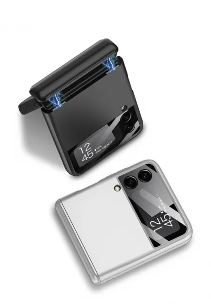 GKK MAGNETIC Plastový obal Samsung Galaxy Z Flip 3 5G strieborný