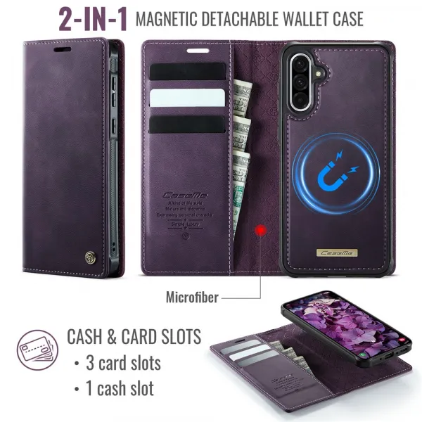 CASEME C49 Peňaženkový kryt 2v1 pre Samsung Galaxy A56 fialový